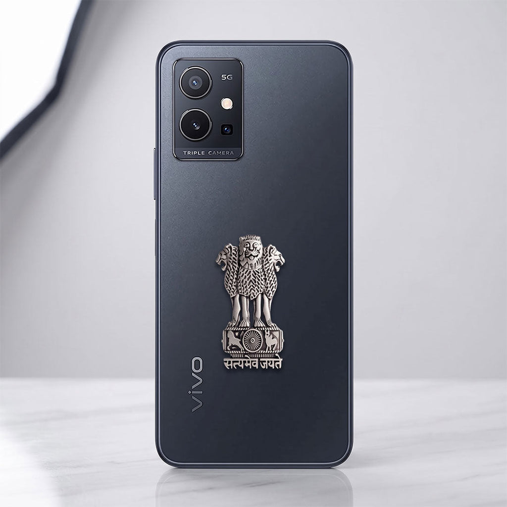 Vivo Y75 5G Compatible Satyamev Jayate 3D Metal Emblem Sticker