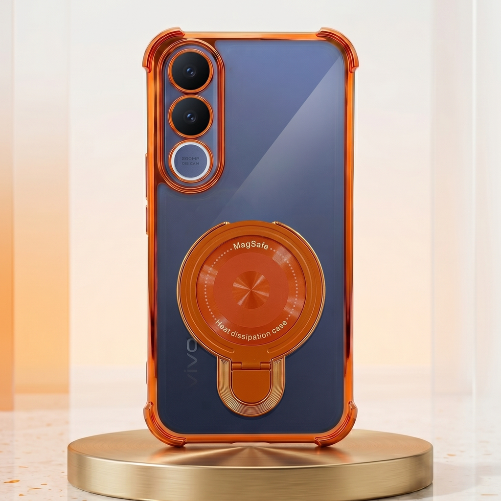 Vivo V70 FE 5G Invincible Bracket Ring Stand Airbag Cosmic Orange Case