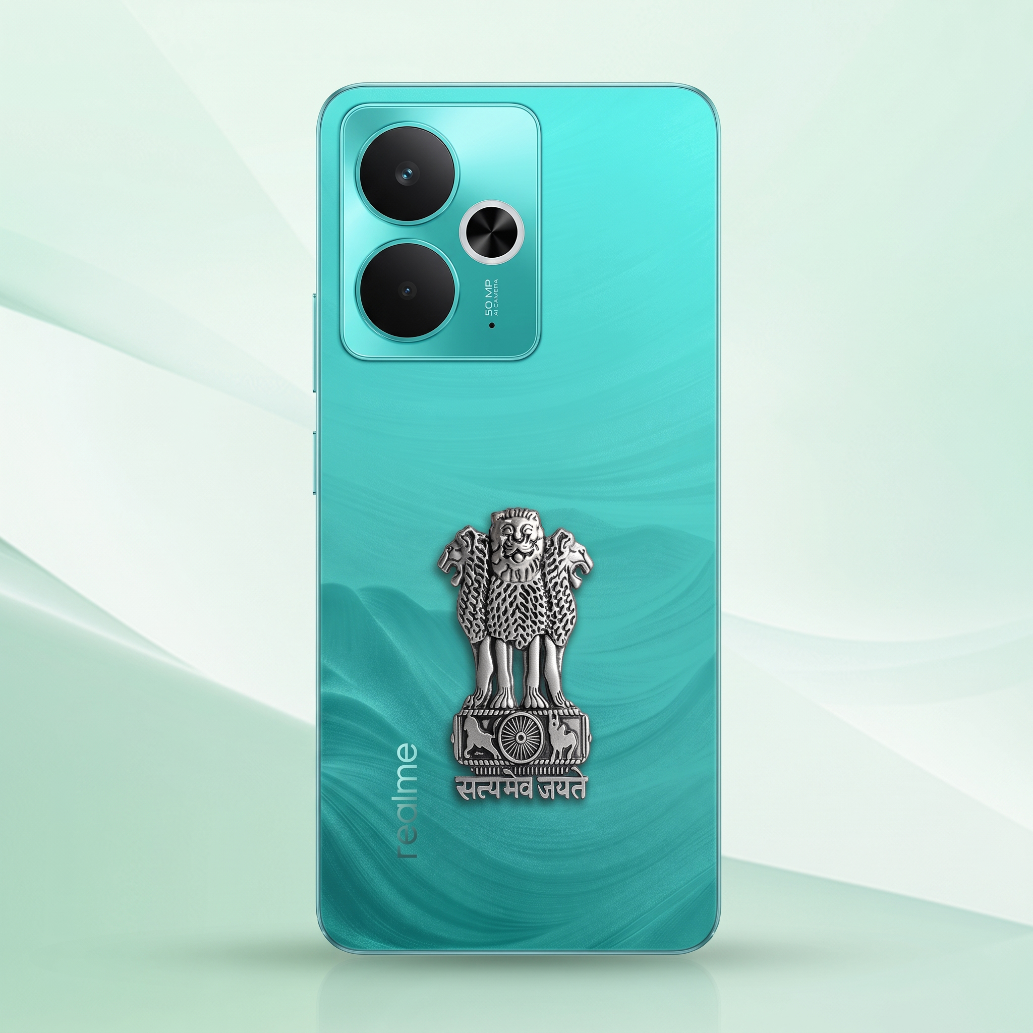 Realme 14T 5G Compatible Satyamev Jayate 3D Metal Emblem Sticker
