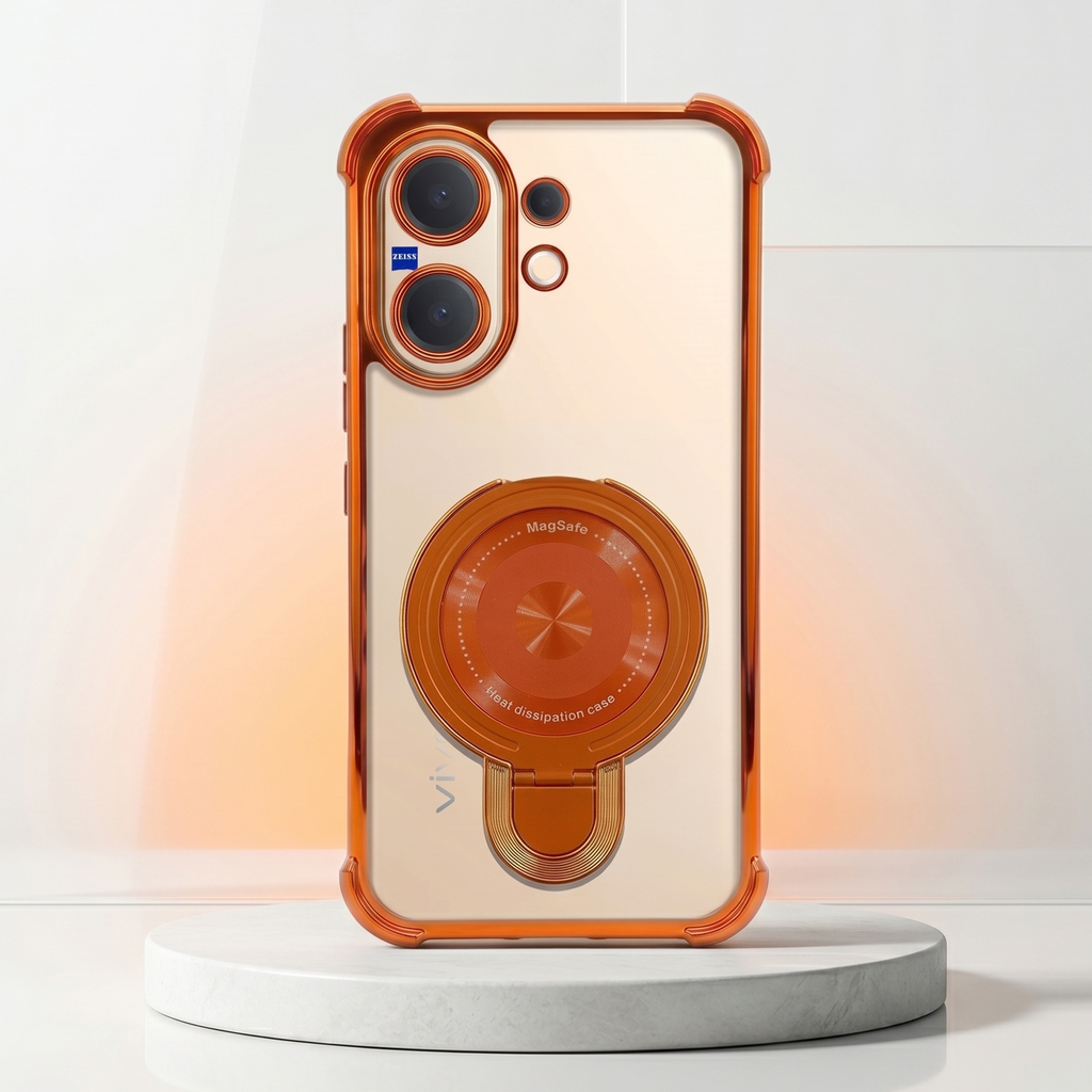 Vivo V60 5G Invincible Bracket Ring Stand Airbag Cosmic Orange Case