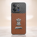 Vivo V70 5G Satyamev Jayate 2-in-1 Emblem Carbon Fiber Leather Phone Case