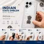 Tecno Pova 8 5G Compatible Satyamev Jayate 3D Metal Emblem Sticker