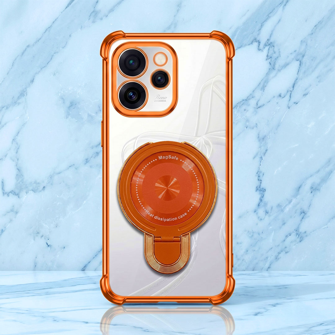 Oppo Reno 15 Pro Mini 5G Invincible Bracket Ring Stand Airbag Cosmic Orange Case