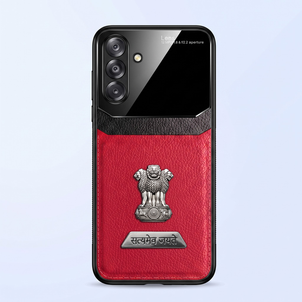 Samsung Galaxy A16 5G Satyamev Jayate 2-in-1 Emblem Leather Lens Protective Back Case