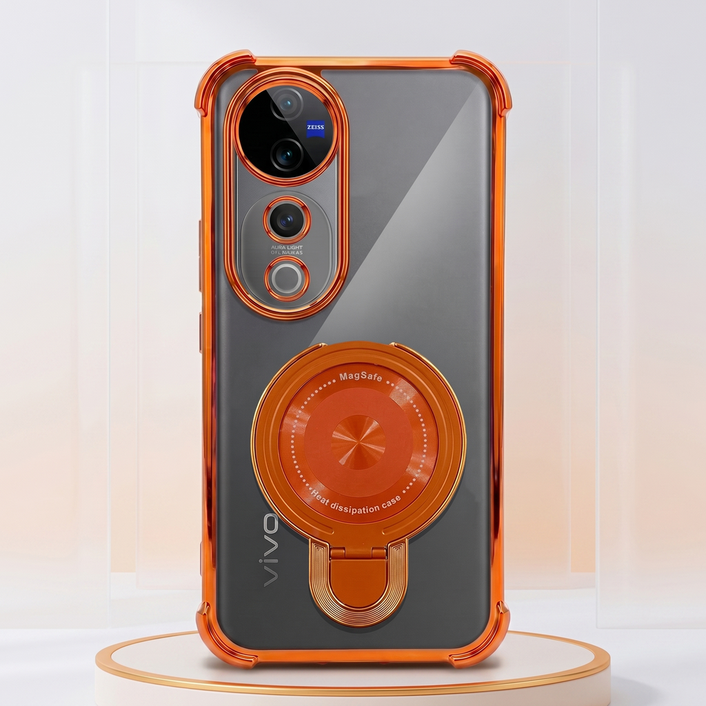Vivo V40 Pro 5G Invincible Bracket Ring Stand Airbag Cosmic Orange Case