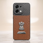 Oppo F31 5G Satyamev Jayate 2-in-1 Emblem Carbon Fiber Leather Phone Case