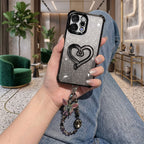 Vivo V70 5G Luxury Shimmer Airbag Heart Stand Case with Charm Strap