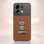 Oppo K13 Turbo 5G Satyamev Jayate 2-in-1 Emblem Carbon Fiber Leather Phone Case