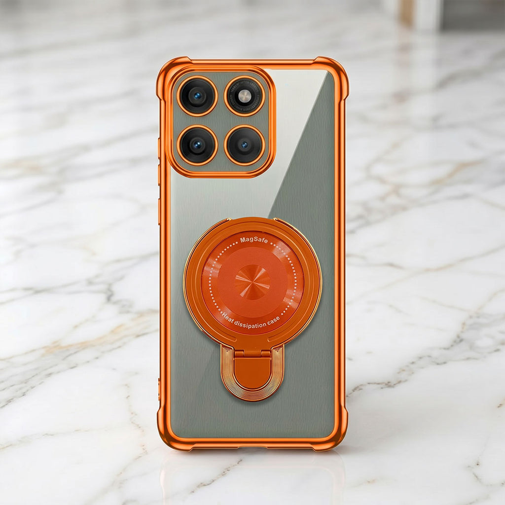 Motorola Edge 60 Pro 5G Invincible Bracket Ring Stand Airbag Cosmic Orange Case