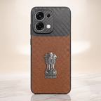 Oppo F31 5G Satyamev Jayate Carbon Fiber Leather Hybrid Phone Case