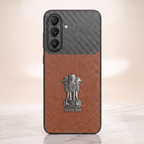 Samsung Galaxy A37 5G Satyamev Jayate Carbon Fiber Leather Hybrid Phone Case