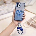 Oppo Reno 15 5G Luxury Shimmer Airbag Heart Stand Case with Charm Strap