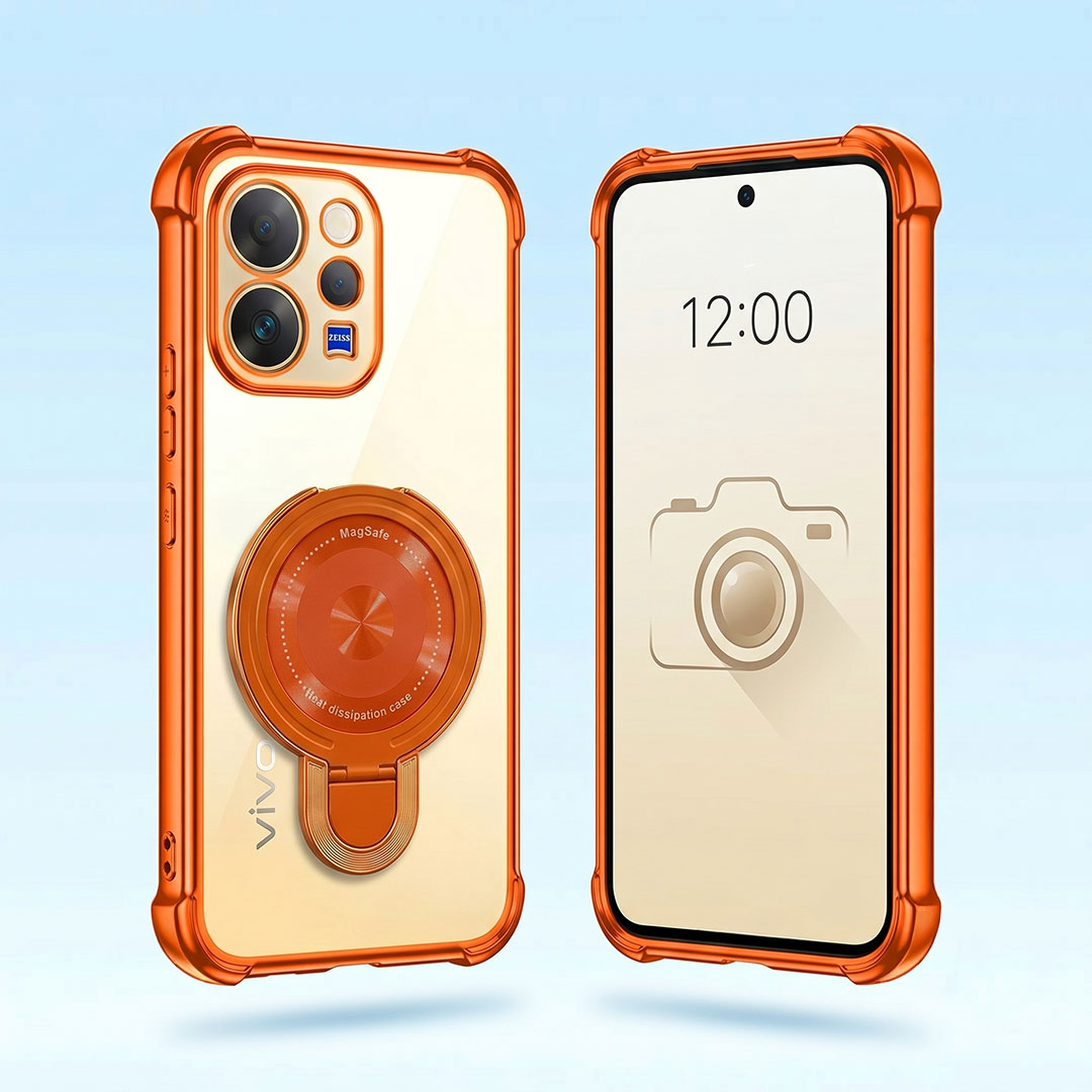 Vivo V70 5G Invincible Bracket Ring Stand Airbag Cosmic Orange Case