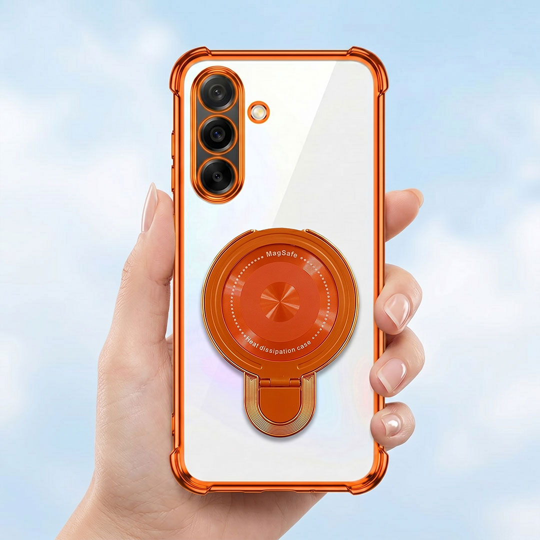 Samsung Galaxy A36 5G Invincible Bracket Ring Stand Airbag Cosmic Orange Case