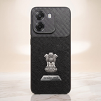 Oppo K14 5G Satyamev Jayate 2-in-1 Emblem Carbon Fiber Leather Phone Case