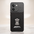 Vivo T5x 5G Satyamev Jayate 2-in-1 Emblem Carbon Fiber Leather Phone Case