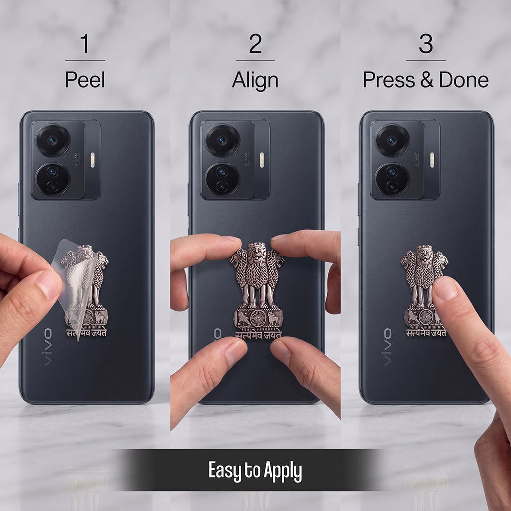 Vivo T1 Pro 5G Compatible Satyamev Jayate 3D Metal Emblem Sticker