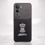 Vivo Y400 Pro 5G Satyamev Jayate 2-in-1 Emblem Carbon Fiber Leather Phone Case