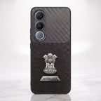 Vivo V70 FE 5G Satyamev Jayate 2-in-1 Emblem Carbon Fiber Leather Phone Case