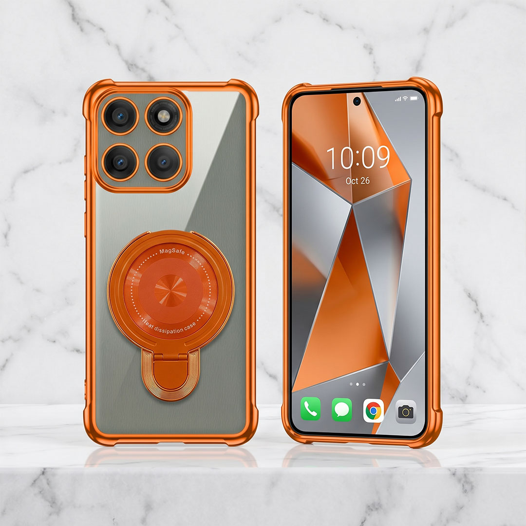 Motorola Edge 60 Pro 5G Invincible Bracket Ring Stand Airbag Cosmic Orange Case