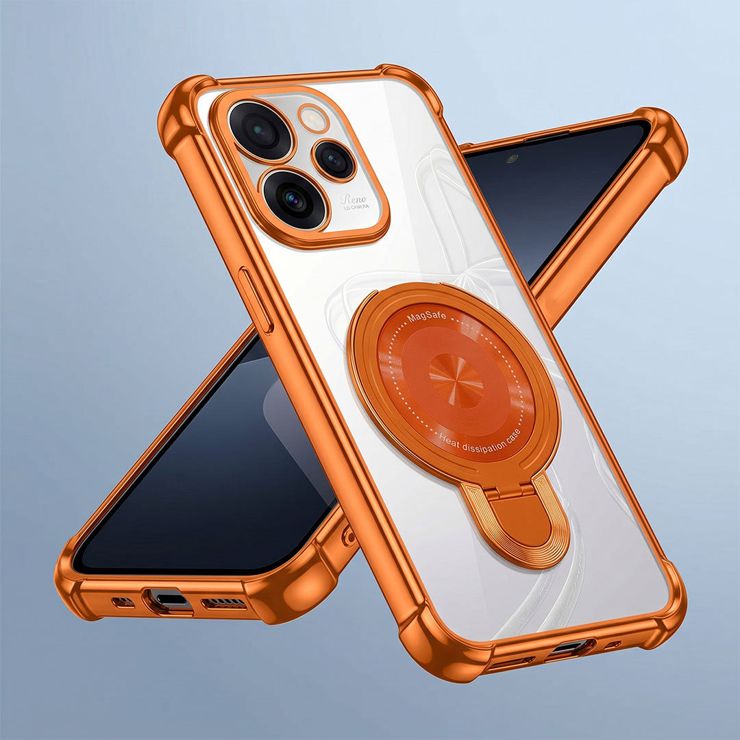 Oppo Reno 15 Pro Mini 5G Invincible Bracket Ring Stand Airbag Cosmic Orange Case