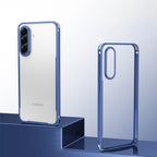 Samsung Galaxy A56 5G phone case with blue border on a light blue background