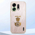 Oppo K13 Turbo 5G Satyamev Jayate 3D Electroplated Frame Gold Thread Pattern Hard Back Case