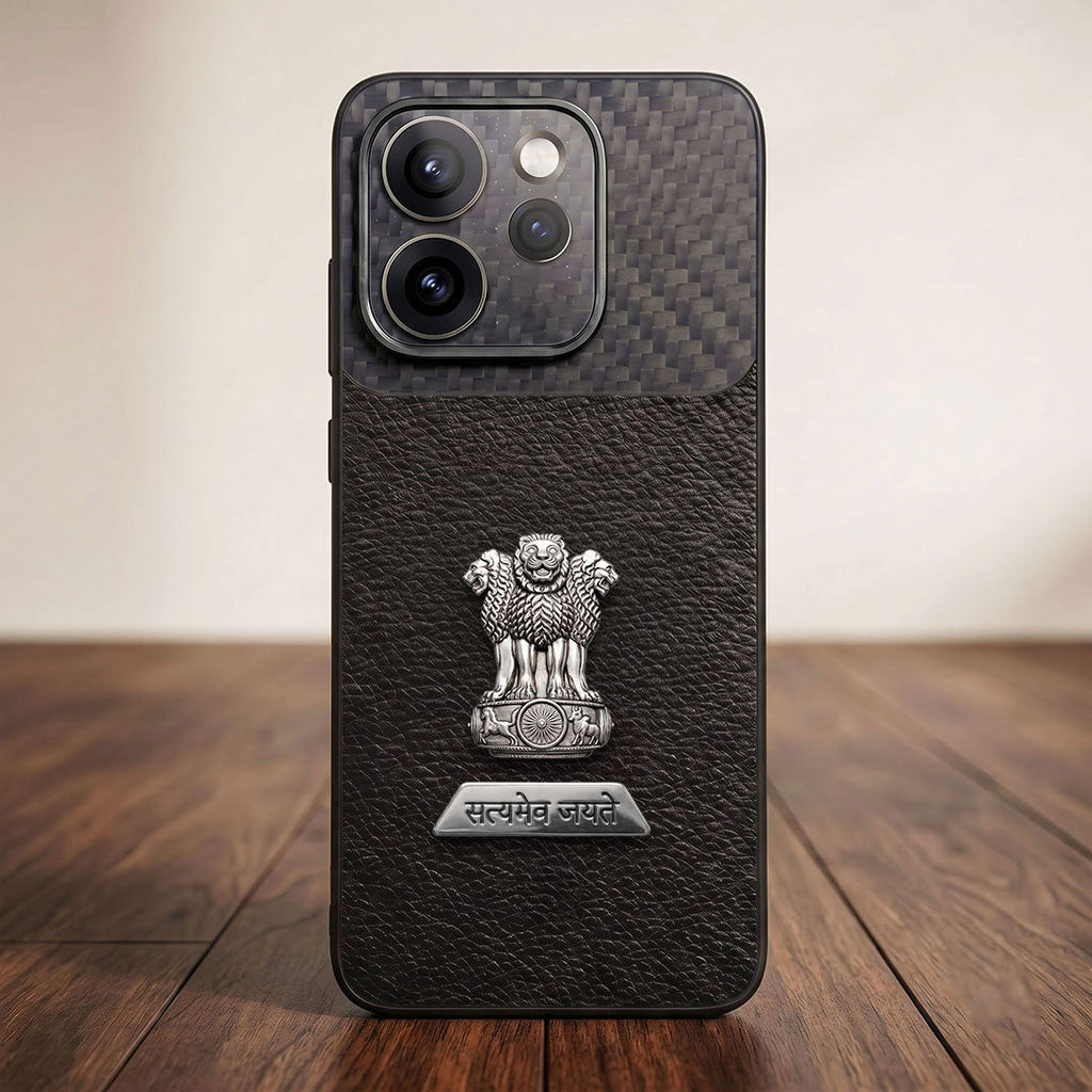 Oppo Reno 15 Pro Mini 5G Satyamev Jayate 2-in-1 Emblem Carbon Fiber Leather Phone Case