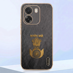 Oppo K14 5G Satyamev Jayate 3D Electroplated Frame Gold Thread Pattern Hard Back Case