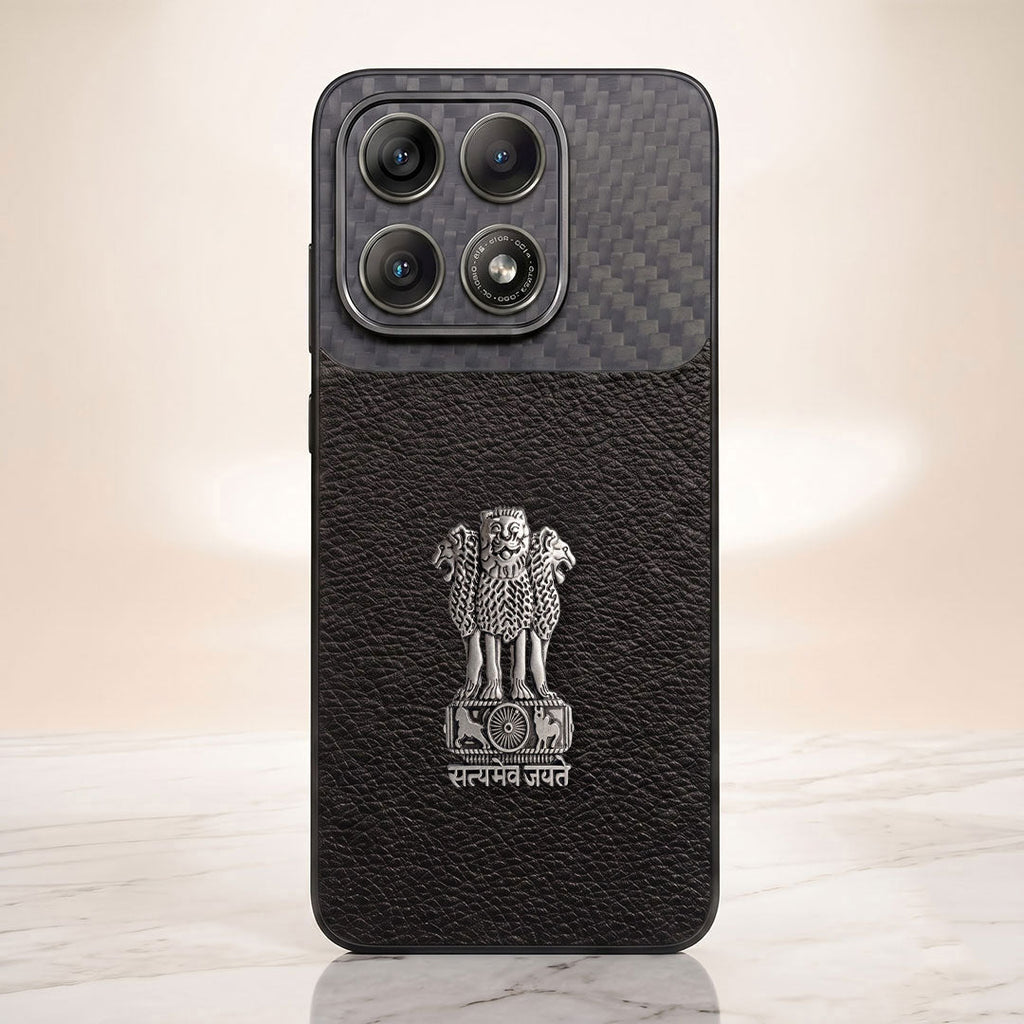 Motorola Edge 70 Pro 5g Satyamev Jayate Carbon Fiber Leather Hybrid Phone Case