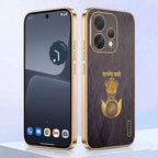 Oppo Reno 15 5G Satyamev Jayate 3D Electroplated Frame Gold Thread Pattern Hard Back Case