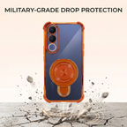 Vivo V70 FE 5G Invincible Bracket Ring Stand Airbag Cosmic Orange Case