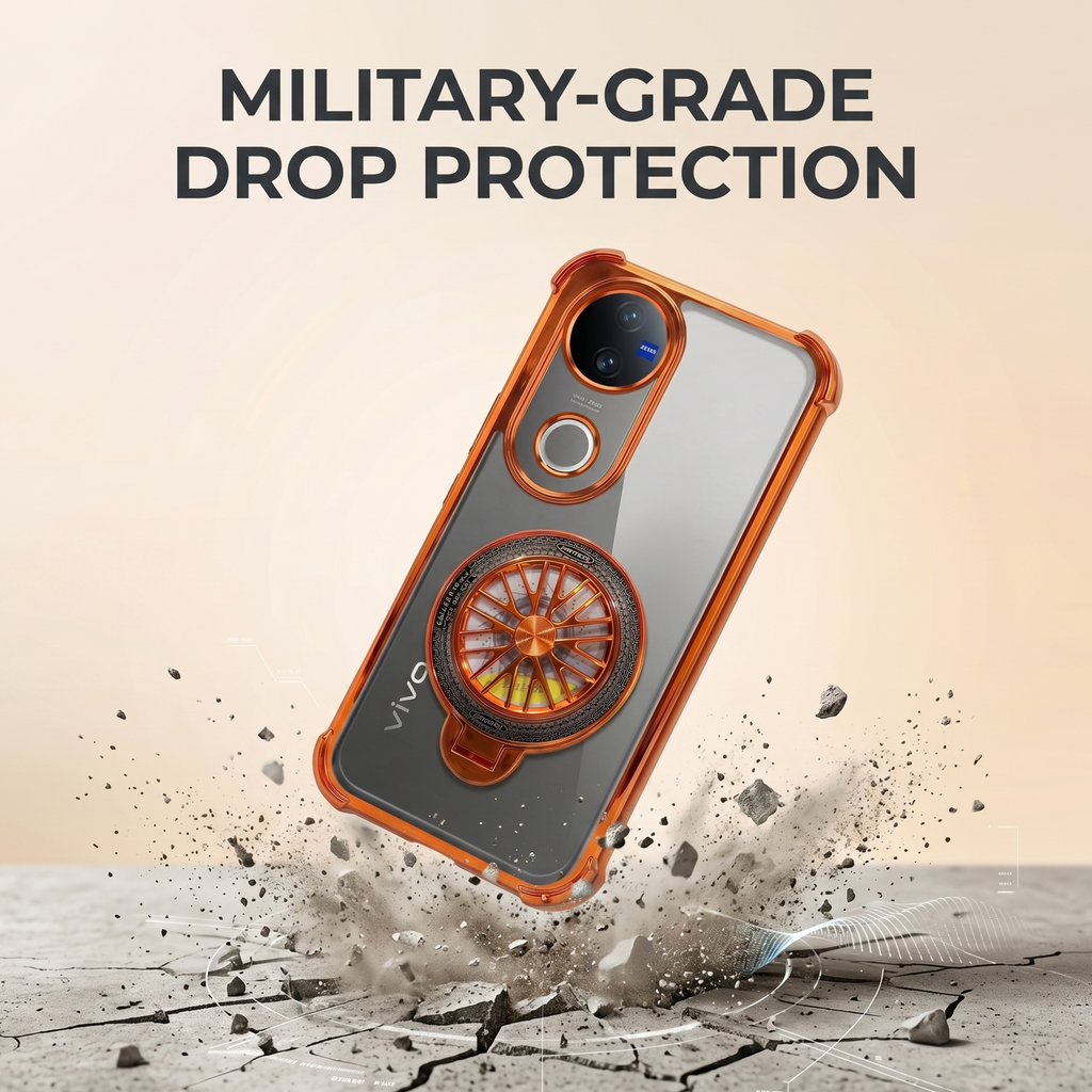 Vivo V50 5G Stress Buster Wheel Rotating Airbag Cosmic Orange Case