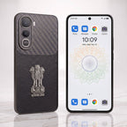 Vivo Y400 Pro 5G Satyamev Jayate Carbon Fiber Leather Hybrid Phone Case