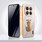 Redmi Note 15 Pro+ 5G Satyamev Jayate 3D Electroplated Frame Gold Thread Pattern Hard Back Case