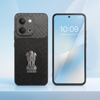 Vivo T5x 5G  Satyamev Jayate Carbon Fiber Leather Hybrid Phone Case