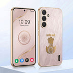 Samsung Galaxy A57 5G Satyamev Jayate 3D Electroplated Frame Gold Thread Pattern Hard Back Case