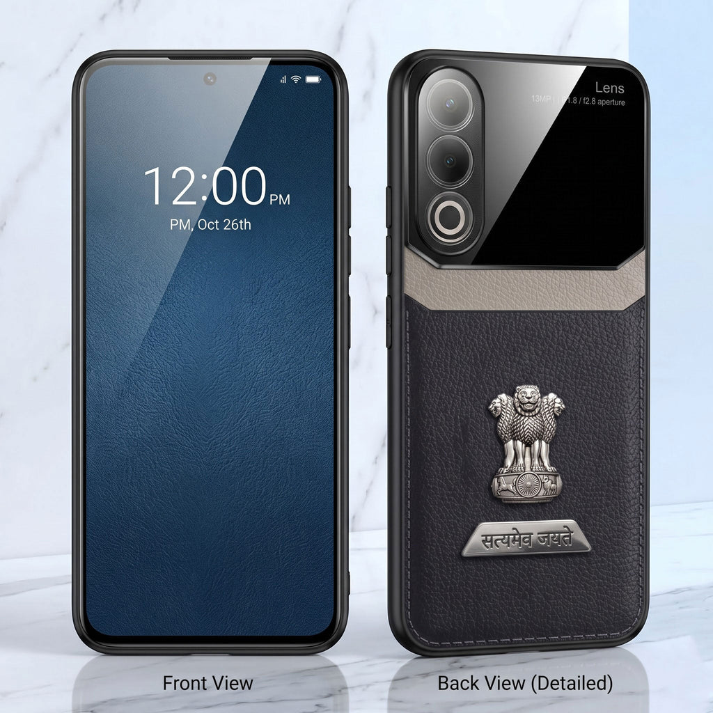 Oppo K12x 5G Satyamev Jayate 2-in-1 Emblem Leather Lens Protective Back Case