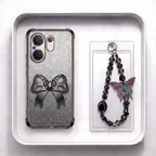 Vivo V60 5G Luxury Shimmer Airbag Bow Stand Case with Charm Strap