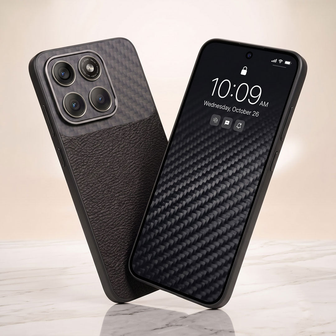 Motorola Edge 70 5G Carbon Fiber Leather Hybrid Phone Case