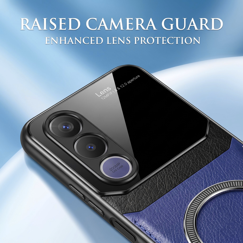 Vivo V70 FE 5G Premium Magsafe Magnetic Leather Lens Protective Case