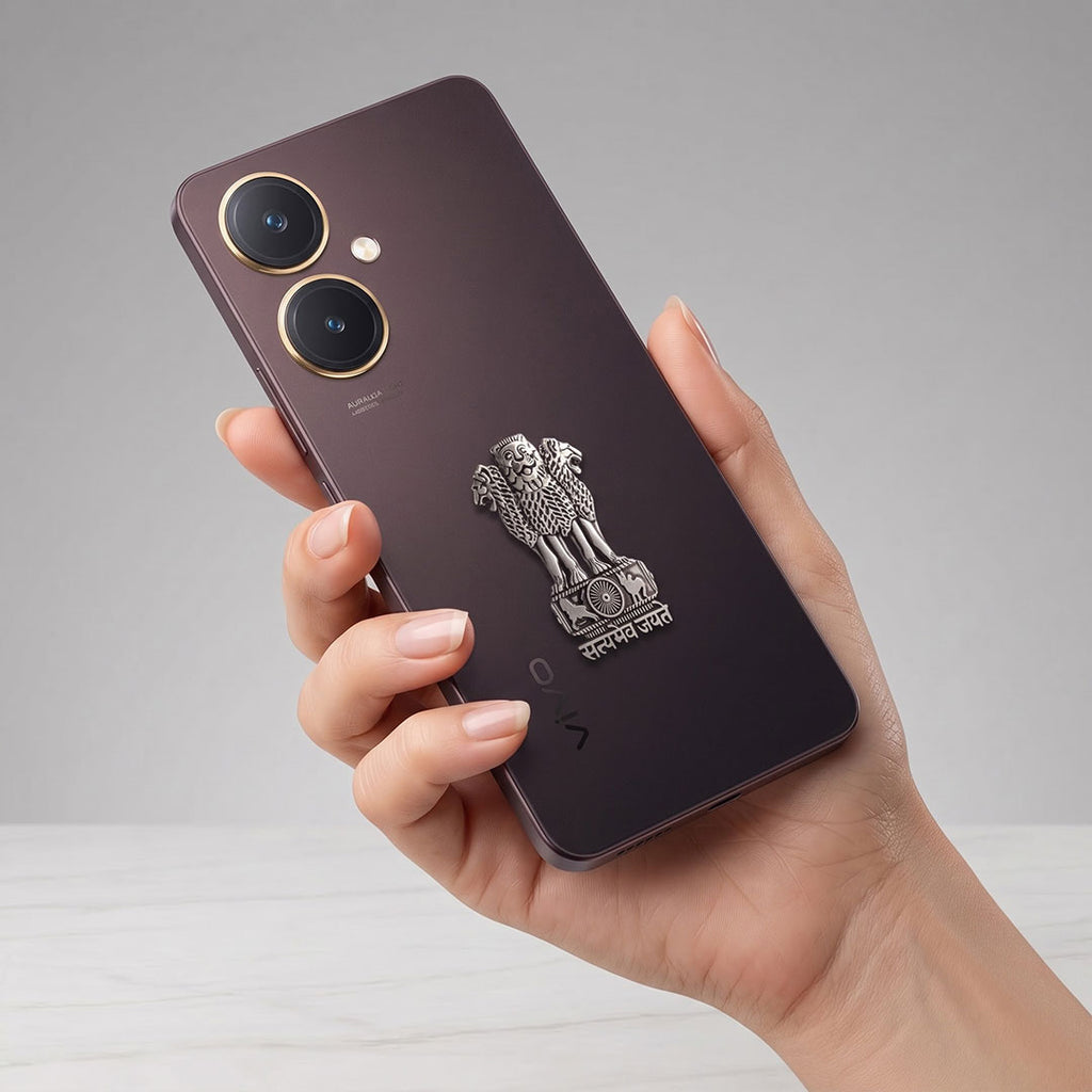 Vivo Y27 5G Compatible Satyamev Jayate 3D Metal Emblem Sticker