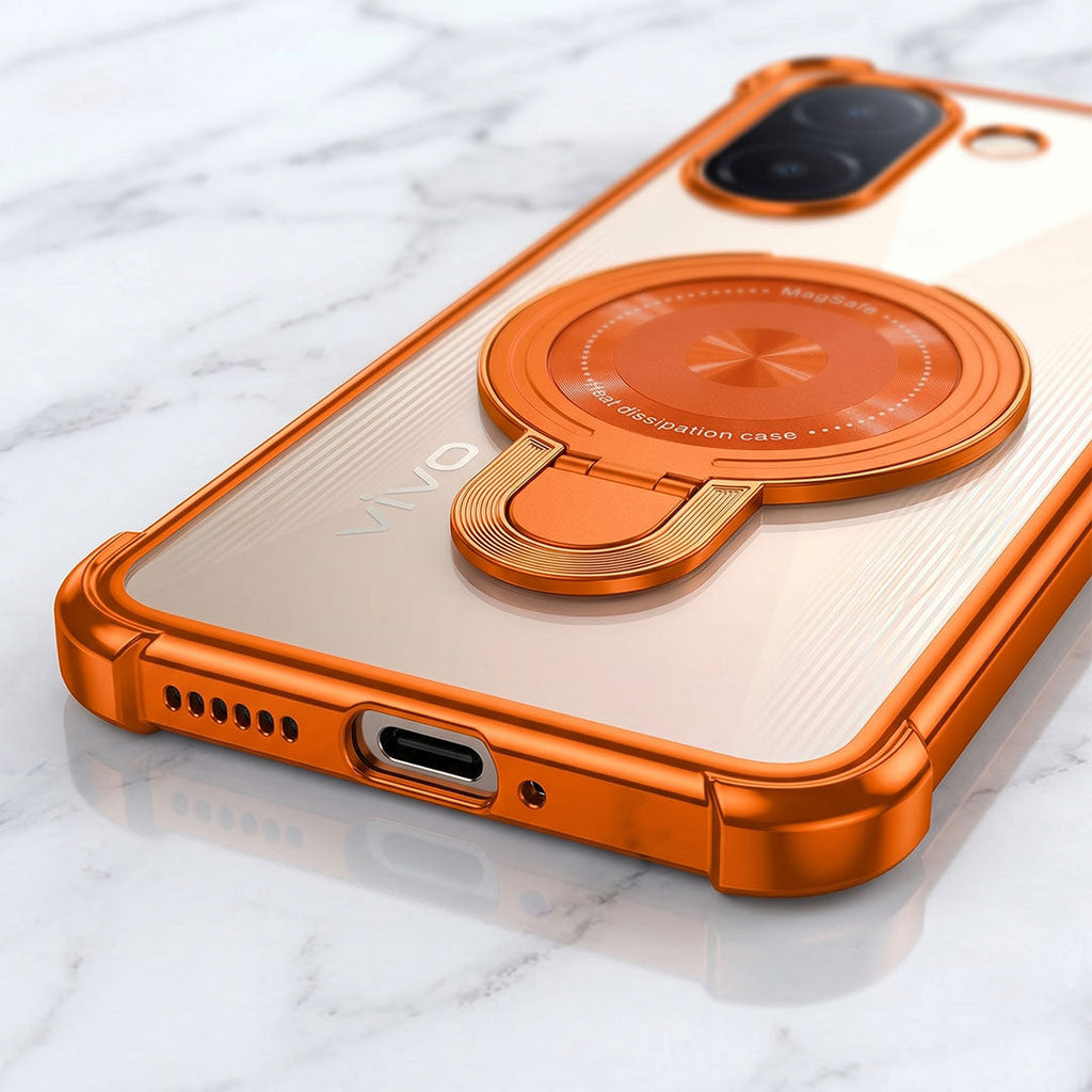 Vivo V60e 5G Invincible Bracket Ring Stand Airbag Cosmic Orange Case