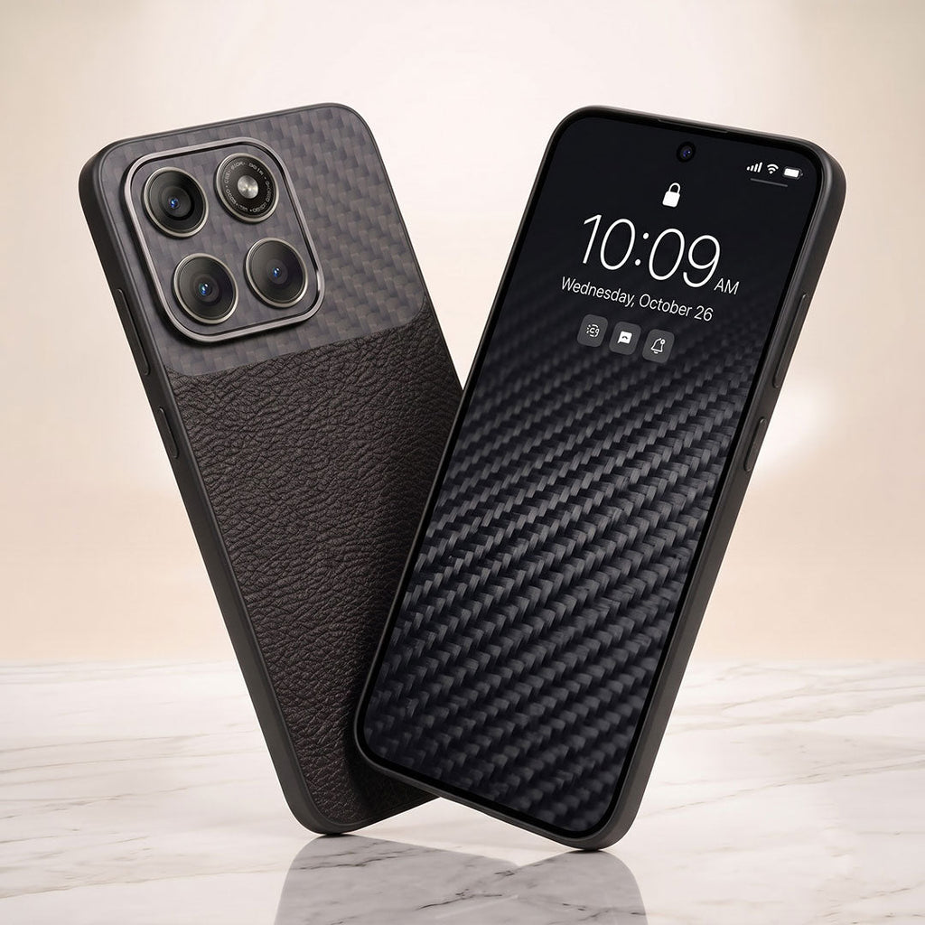 Motorola Edge 70 Fusion 5G Carbon Fiber Leather Hybrid Phone Case