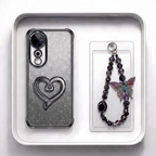 Vivo V40 Pro 5G Luxury Shimmer Airbag Heart Stand Case with Charm Strap