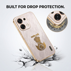 Oppo F31 5G Satyamev Jayate 3D Electroplated Frame Gold Thread Pattern Hard Back Case