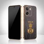 Oppo K14 5G Satyamev Jayate 3D Electroplated Frame Gold Thread Pattern Hard Back Case