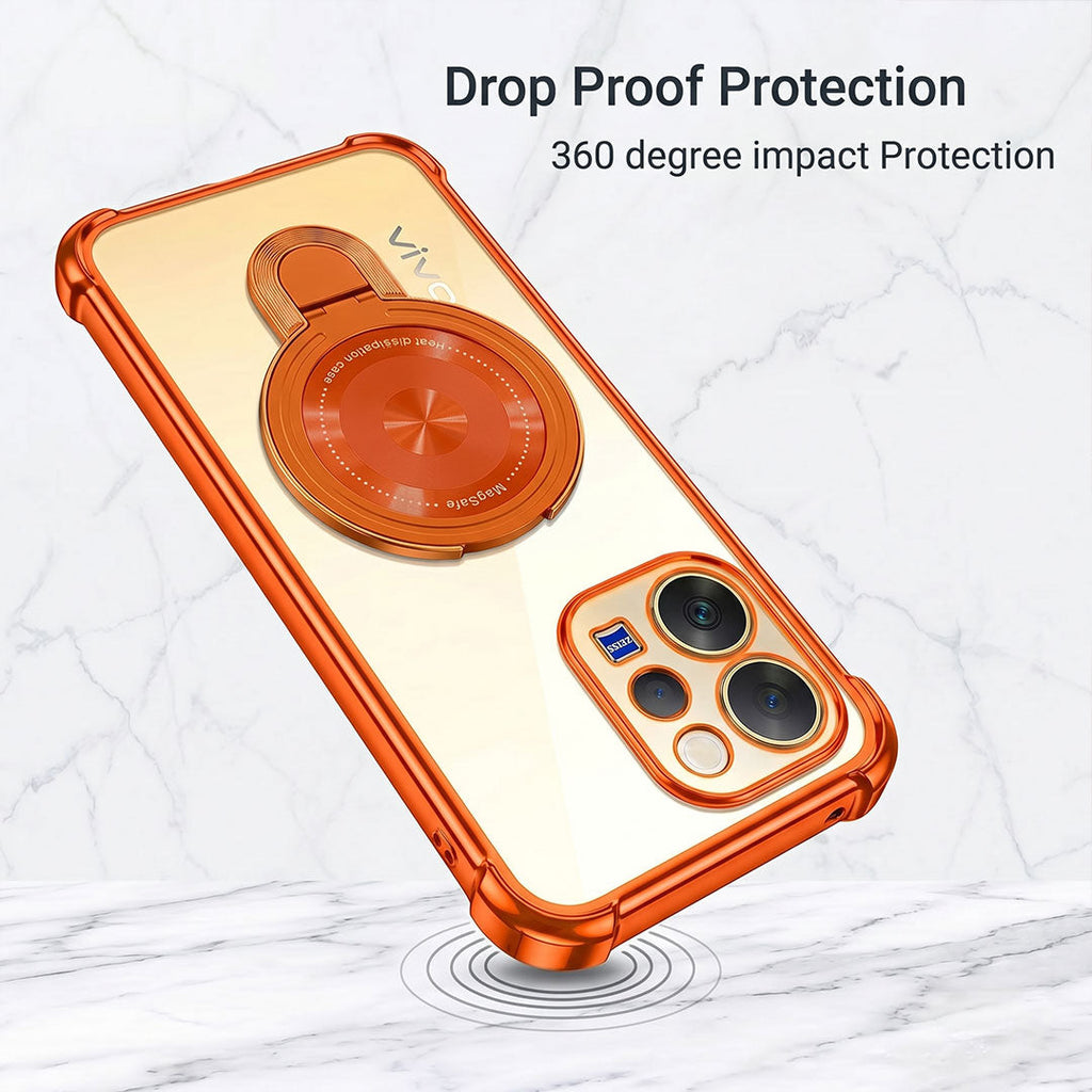 Vivo V70 5G Invincible Bracket Ring Stand Airbag Cosmic Orange Case