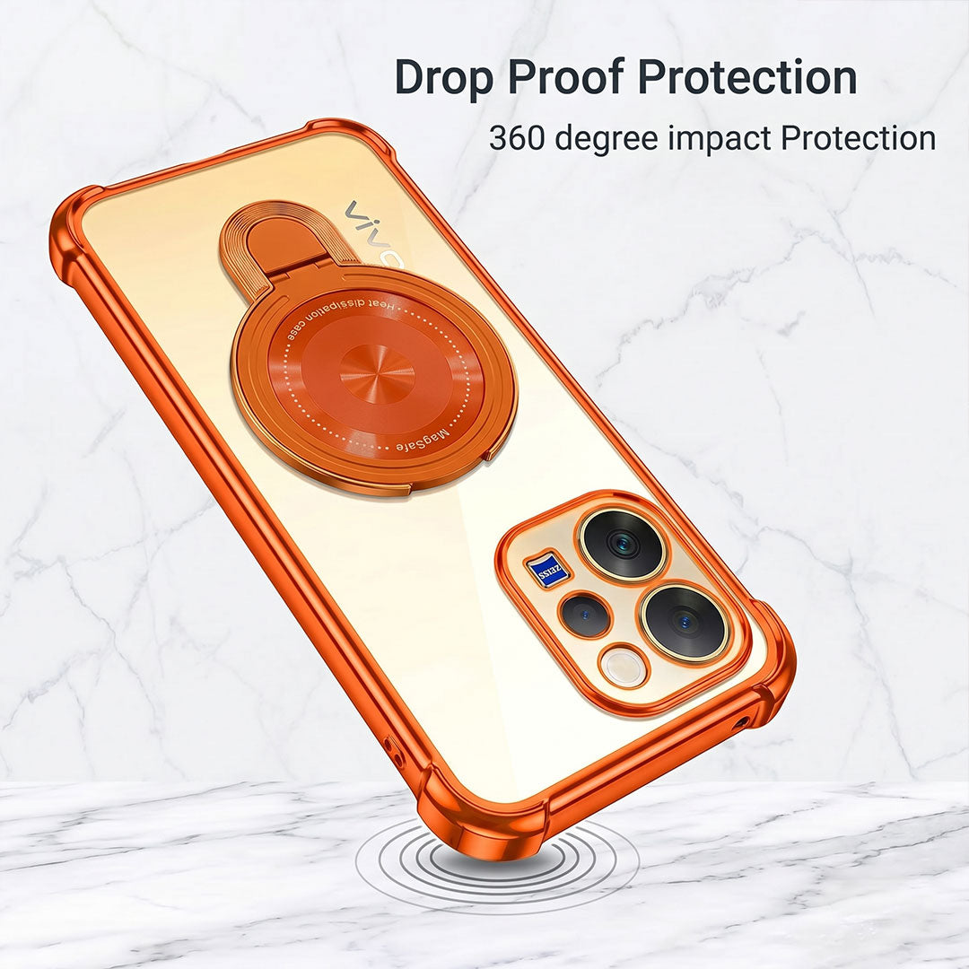 Vivo V70 5G Invincible Bracket Ring Stand Airbag Cosmic Orange Case