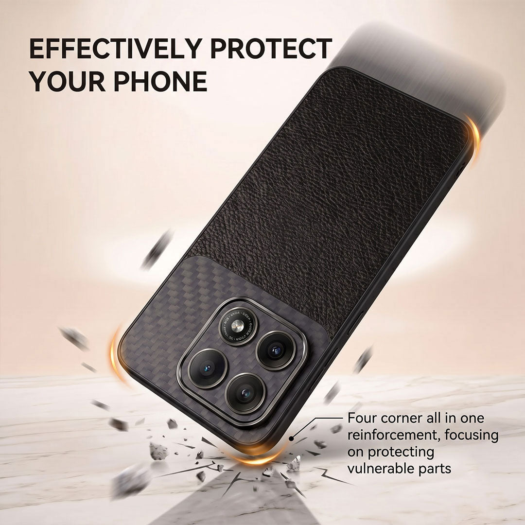 Motorola Edge 70 Pro 5G Carbon Fiber Leather Hybrid Phone Case